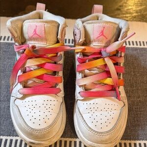 Jordan Kids' Sneakers with Pink and Orange Accents